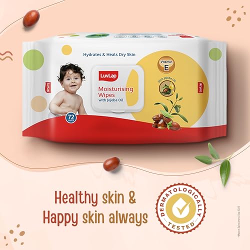 Image of LuvLap Paraben Free Moisturizing Baby Wipes with Jojoba Oil (72 Wipes /Pack, Pack of 6)