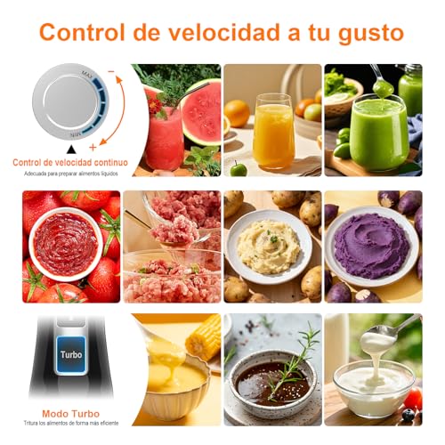 Batidora de mano Ibergrif de acero inoxidable con selector de velocidad progresivo y 1000W 6