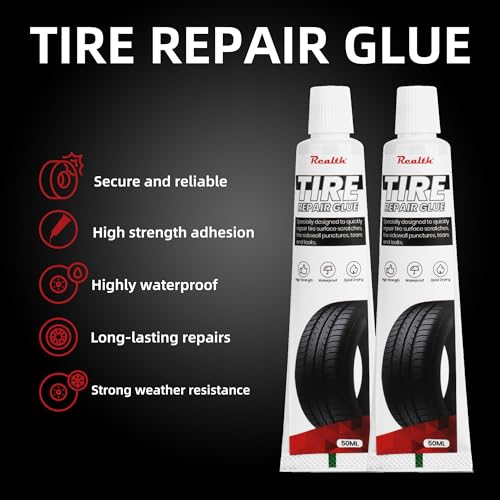 Image of Realth Tire Repair Kit, 50ml Tire Repair Glue, 10 Pcs Tire Repair Screws | Flat Tire Plug Kit for Car, Motorcycle, Truck, ATV, Tractor, RV, SUV & Trailer