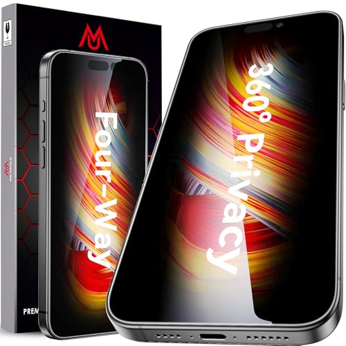 Image of Mr.Shield 360 True Privacy Screen Protector Tempered Glass Guard for iPhone 16 Plus and iPhone 15 Plus, 4-Way Anti-Spy with Easy Installation Kit, 9H Hardness, 3D Curved Edges, Case-Friendly
