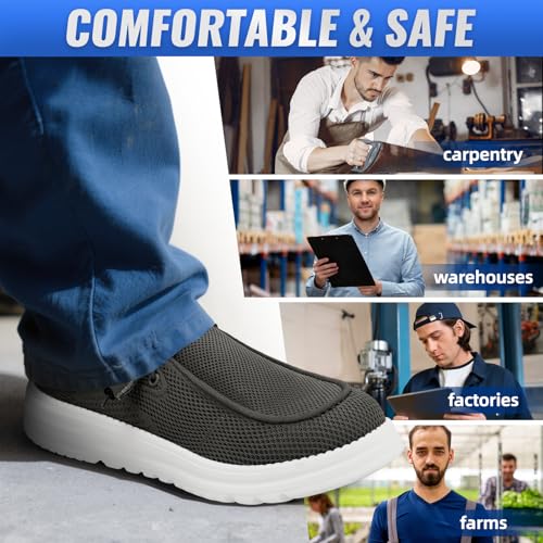 Image of Furuian Steel Toe Shoes for Men Low-top Safety Work Shoes for Men Lightweight Steel Toe Sneakers Comfortable Canvas Work Loafers Zapatos De Trabajo para Hombres