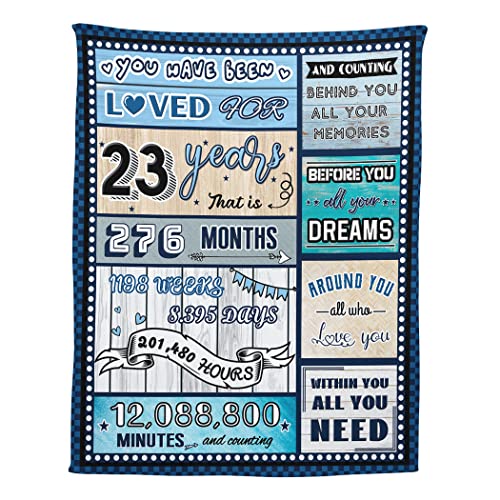 23 Year Old Boy Birthday Gift, Super Soft and Warm Happy Birthday Blanket, Digital Heartwarming Sentences Creative Design Ideal Gifts for 23 Year Old Child, 50