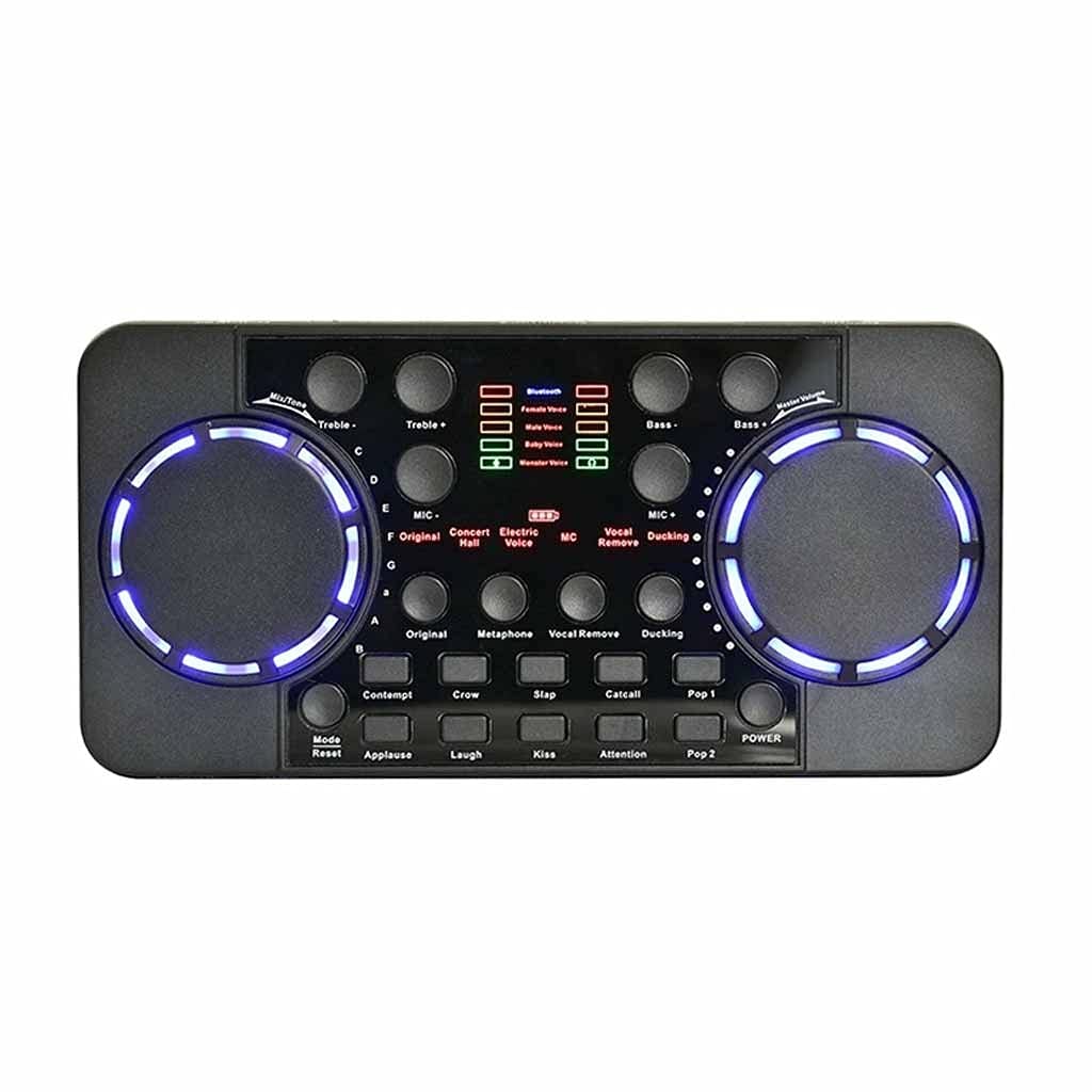 MRKU Carte Son 10 Effets sonores Bluetooth Réduction du Bruit O Mixeurs Casque Micro Commande vocale pour téléphone PC