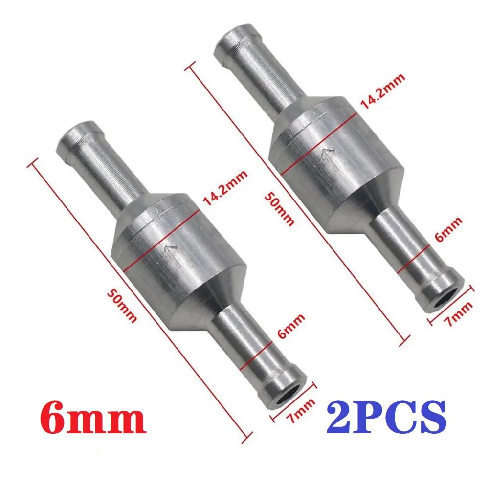 2 Pièces Clapet Anti-Retour 6MM Valve De Carburant En Alliage D Non Retour Clapet Anti Retour Pour Essence Diesel Carburateur Systemes De Carburant A Basse Pression 6mm 90250321