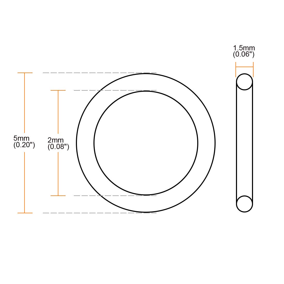 sourcing map Silicone Joints Toriques 5mm OD 2mm ID 1.5mm Largeur VMQ Joint Étanchéité pour Compresseur Valves Tuyau Réparation Blanc Paquet de 100