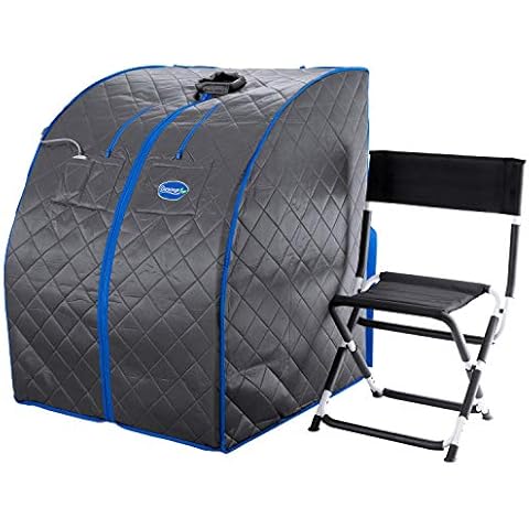 Durasage Personal Portable Infrared Sauna, Relaxation at Home, 30 Minute Timer, with Negative ION, Handheld Remote Control, Heated Footpad and Premium Chair, Large, Gray Cover