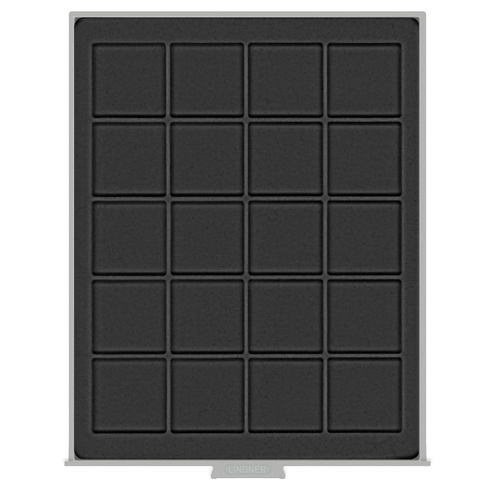 Coffret Numismatique LINDNER NERA M – Plateau Noir 20 Alvéoles Carrés Pour Pièces/capsules Jusqu’à 47 Mm, Simili Cuir élégant