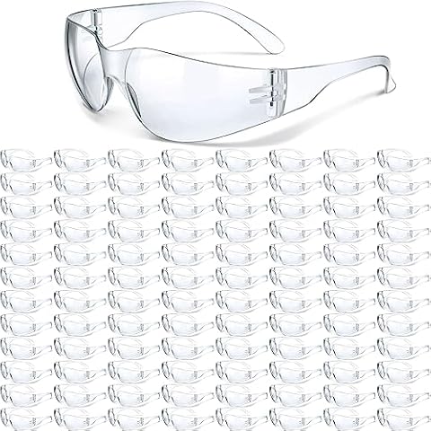 Yunsailing 100 Pack Bulk Safety Glasses Eye Protection Goggles for Women Men Work Science Lab(Clear Lens and Clear Frames) Cover