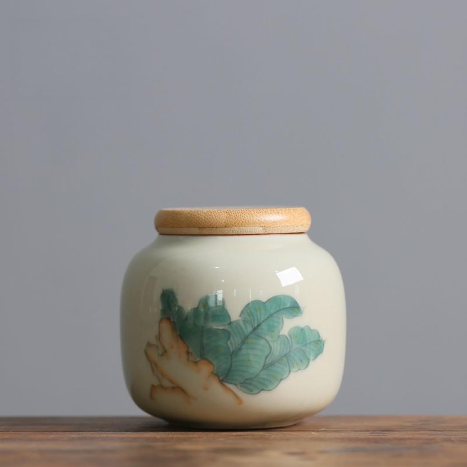 Hand-drawn Ceramics Tea Canister, 260ml 8.8oz, Chinese Kung Fu Tea Set Accessories