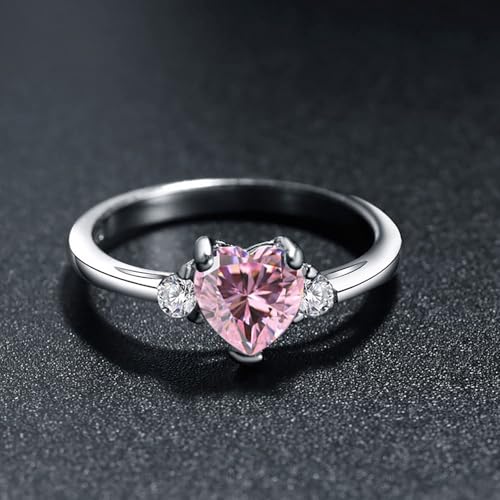 925 Sterling Silver Heart Shaped White Opal Engagement Promise Band Ring2