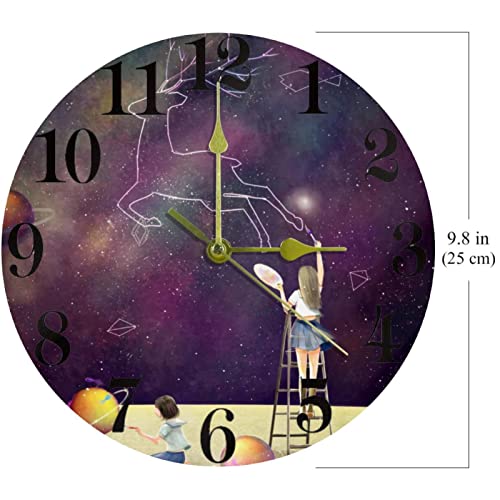 Horloge murale silencieuse Star Galaxy 25,4 cm noire à piles