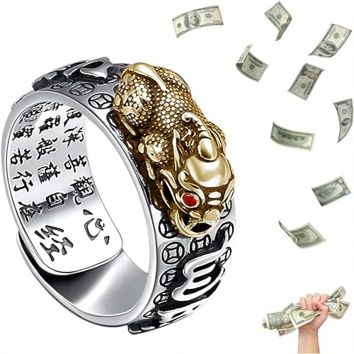 Feng Shui Pixiu Mantra Ring Original，Anillo Feng Shui Pixiu De La, Buddhist Good Luck Amulet Mantra Protection Wealth Love Health Feng Shui Ring Gift