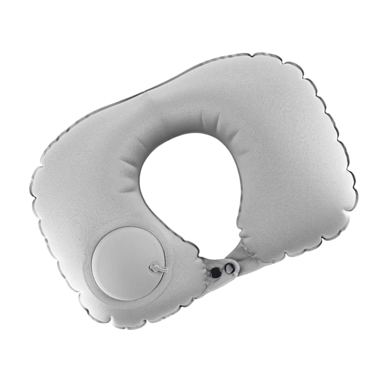 GRIRIW U-Shaped Neck Pillow with Automatic Inflator Multi-Functional Travel Cushion for Airplane Bus and More Comfortable Neck Support Pillow Grey