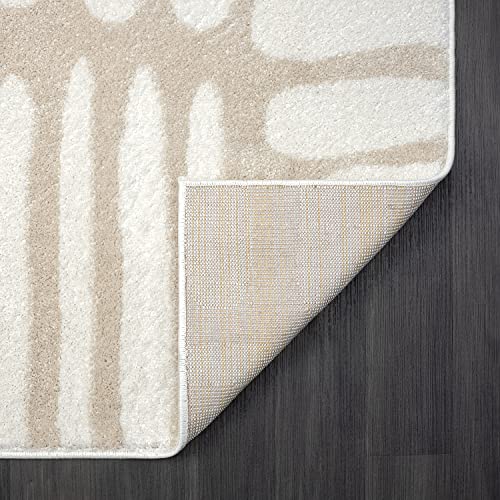 Abani Nuevo Collection Area Rug - Neutral Beige/Cream Abstract Design - 5'3" X 7'6" - Easy To Clean - Durable For Kids & Pets - Non-Shedding - Medium Pile - Soft Feel - Living Room, Bedroom & Office #TOP4