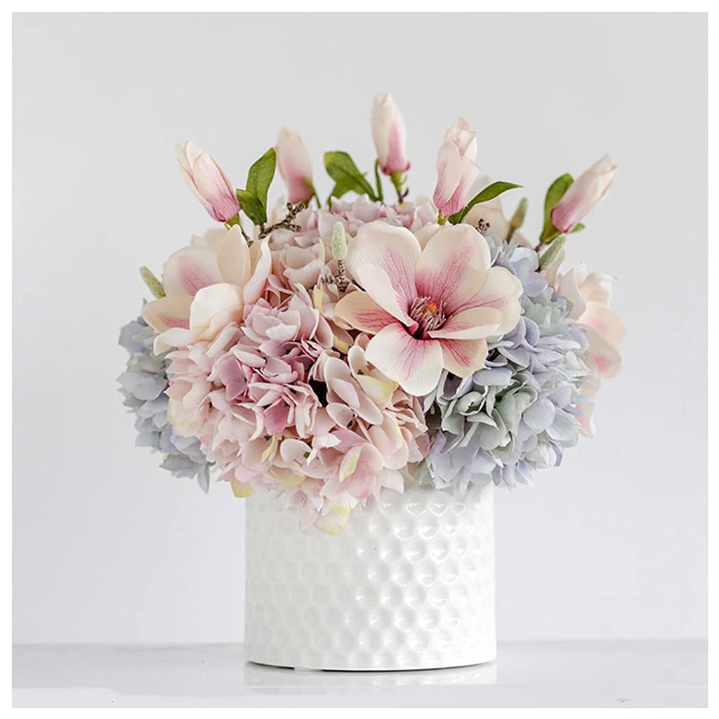 XDLEDMKIZ Artificial Flowers Indoor Artificial Hydrangea Bouquet Silk Flower Wedding Arrangement, Mini Hydrangea Home Office Banquet Decoration Vase Artificial Flowers in