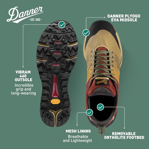 Image of Danner Trail 2650 Hiking Shoes for Men - Durable Suede, Lightweight Textile with Breathable Mesh Lining, Ortholite Footbed & Vibram Traction Outsole