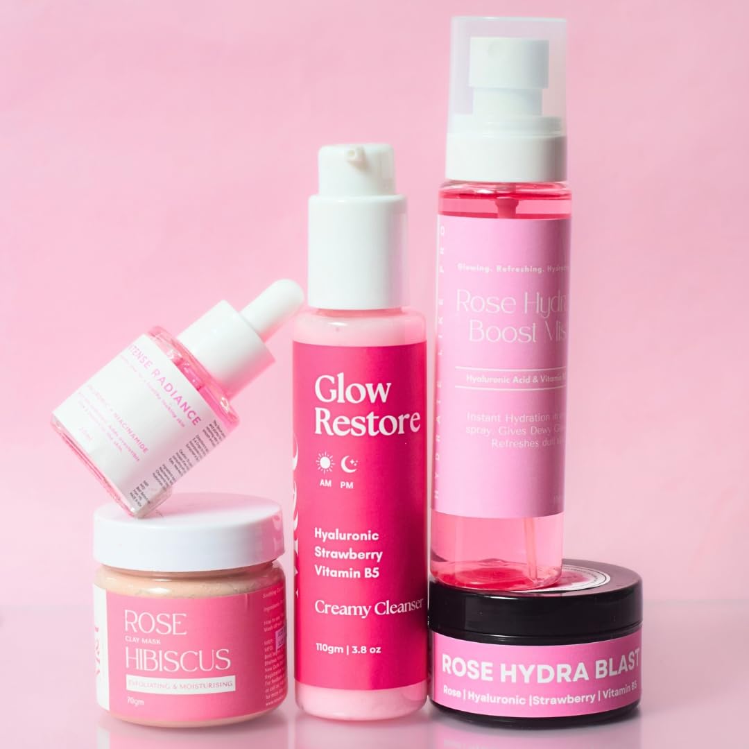 M & U Glow Restore Combo kit | For Dry, Normal &Sensitive Skin| With Vitamin B5, Hyaluronic Acid|For Women &Men | Set of 5