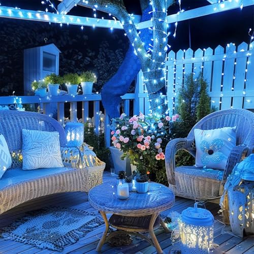 Image of URM Blue LED String Lights for Decoration 10M (36 LEDs) | Fairy Lights for Room, Balcony & Wall Decor | Plug in Decorative Lights for Home, Diwali, Bedroom, Party, Curtain & Aesthetic Lighting