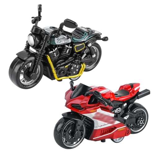 2 Piezas Moto Juguete,Motocicleta Juguete de Aleación,Mini Maqueta Moto,Juguete de Modelo de Motocicleta,Para Juegos Educativos Para NiñOs Y NiñAs, Regalo De Fiesta De CumpleañOs（verde y rojo）