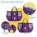F-color Mesh Beach Bag Family, Large Tote Bag 9 Pockets for Women, Men, Pool Cruise Vacation Essentials, Purple