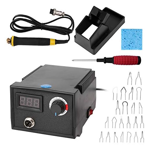 Máquina de Pirograbado Weytoll Kit de Pirograbador de Madera Kit de Quema de Madera Eléctrica con LH40-s pantalla digital de un solo orificio 220V con 23 Puntas de Pirograbado