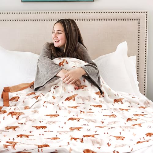 Image of GRSSDER Cotton Muslin Quilt Blanket - Silky Soft and Breathable Kids' Throw Blanket, Oversized Muslin Blankets for Newborns, Toddlers & Kids, 6 Layers Reversible Design for All Seasons, 55 inch x 69 inch