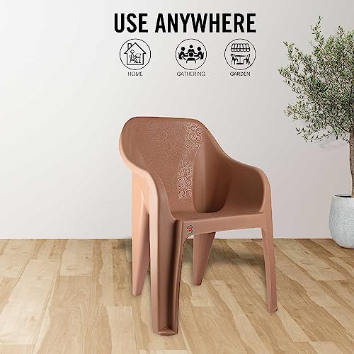 Image of Cello Dynamo Chair - Dark Beige | Strong and Durable | Easy to Clean | Chair for Living Room, Bed Room, Kitchen, Office Room, Outdoor | 3 Years Warranty