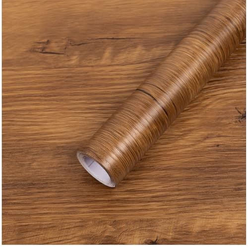 Image of HOME13 Self Adhesive Wood Vinyl Wallpaper Waterproof Old Furniture for Wall, Wall Stickers Door Wardrobe Desktop (Gold BRWN, 24X96 in)