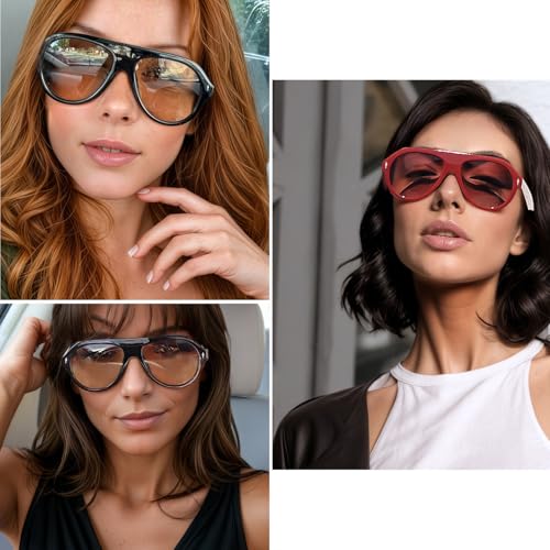 Retro Aviator Sunglasses for Women Men Trendy 70s Vintage Plastic Square Eyewear Tinted Lenses Sunnies3