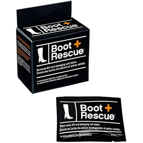 Boot Rescue All-Natural Cleaning Wipes. Remove Dirt & Damaging Salt Stains from Leather & Suede Shoes & Boots. Box of 10 Individually Wrapped Wipes Cover
