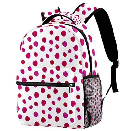 Sac à dos voyage aquarelle rose à pois rouges avec porte-bouteille campus