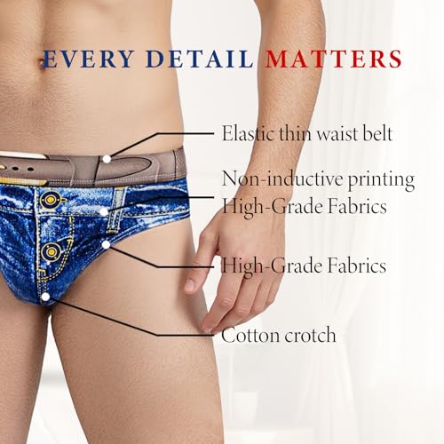 Meshal Men's Cotton Sexy Fake Jean Underwear Stretch 3D Denim Printed Personalized Boxer Briefs4