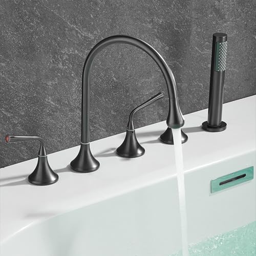 Mitigeur de douche 5 trous résistant en laiton et or brossé anti-calcaire