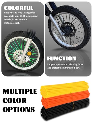Image of JFG RACING Bike Spoke Covers,Universal 72Pcs Spoke Skins Wheel Wraps for 8 inch-21 inch Rims for Ebike E Dirt Pit Bike Motorcycle Bicycle Wheelchair Decoration-Black