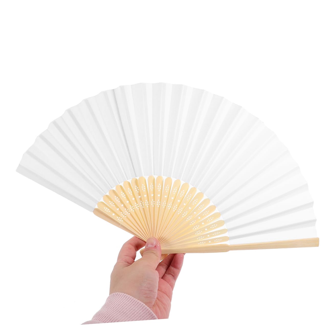 COLLBATH 15stücke Faltbare Blanko-papierfächer Diy-handfächer Für Hochzeiten Bastelfächer Heimdekoration Sommerparty- Weiß