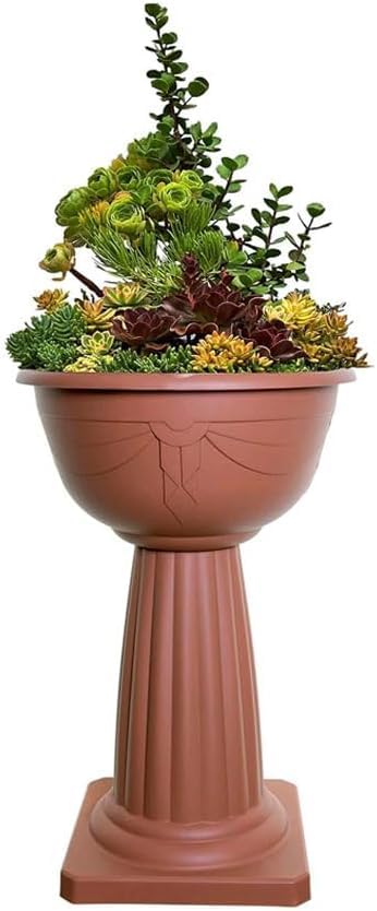 40cm Pedestal Planter Pot – Large Free Standing Flower Bowl Jardiniere | Venetian Outdoor & Indoor Garden Planter | Weatherproof Decorative Flower Pot for Patio, Balcony, Lawn (Terracotta, Pack of 1)