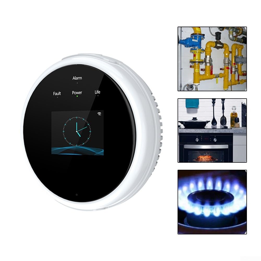 Alarm detektora gazu, LPG, wykrywacz wycieku gazu ziemnego, czujnik wycieku gazu ziemnego, inteligentny wyświetlacz LCD Tuya wykrywacz wycieku gazu, metan, propan, butan, palny, detektor gazu, pasuje