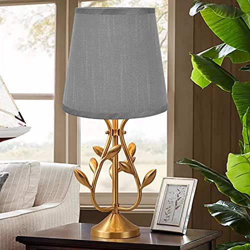 2Pcs Indoor Lamp Shade Table Lampshade Fabric Light Shade E14 Cloth Lamp Cover Home Decoration for E14 Chandeliers Table Lamps and Floor Lamps(Gray) - Image 2