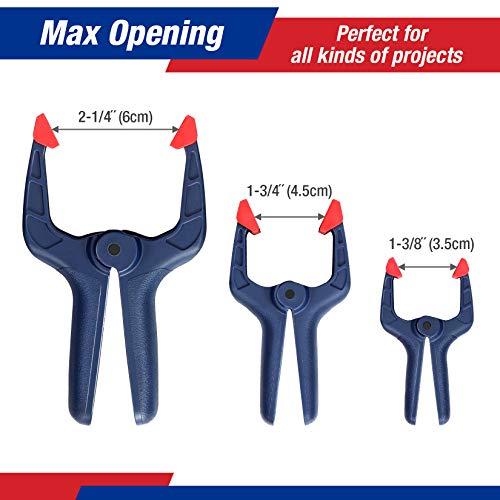 Workpro Spring Clamp Set, 16-Piece Nylon Spring Clamp Set, Including 4Pc 6-1/2", 6Pc 4-1/2", 6Pc 3-3/8", For Woodworking, Photography Studios And Diy Works (Blue) #TOP2