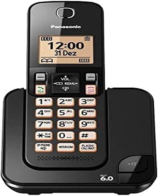 Telefone sem Fio KX-TGC350LBB Preto Identificador Chamada Viva Voz, Panasonic
