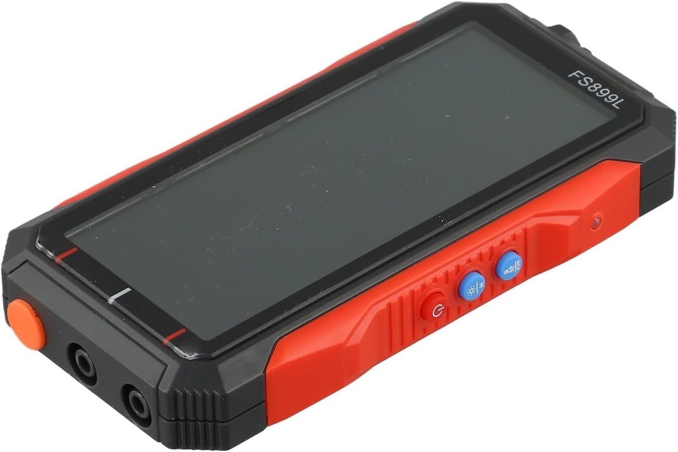 Side view of AirheadStorm FS899C Digital Multimeter showing input jacks and control buttons