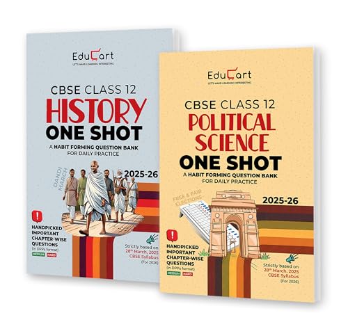Image of Educart CBSE Class 12 One Shot Question Bank 2026 History and Political Science (Updated for 2025-26 Exam) Bundle of 2 Books