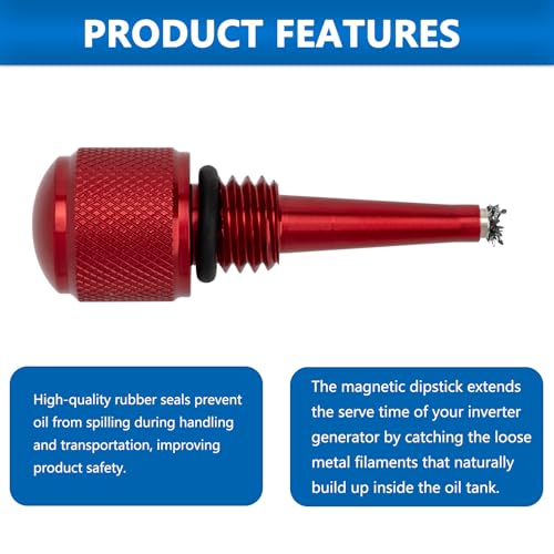 JZYUSHUA 2Pcs Replacement Magnetic Dipstick for Inverter Generators, Compatible with Predator, Wen, Yamaha (Red) - Thumbnail 2