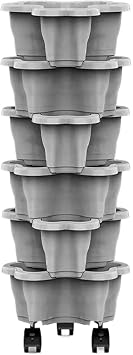 Vertical Garden - Stackable Weatherproof Rolling | Tiered Planter Tower For Indoor Outdoor Home Balcony Yard Patio Porch Raised Bed Gardening, Mobile Herb Vegetable Flower Pot Container Set