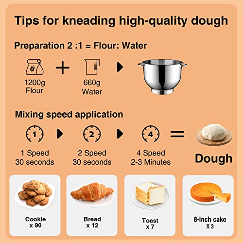 Kuccu SM-1504X-SLIVER Stand Mixer, 6.5 Qt 660W thumb #6