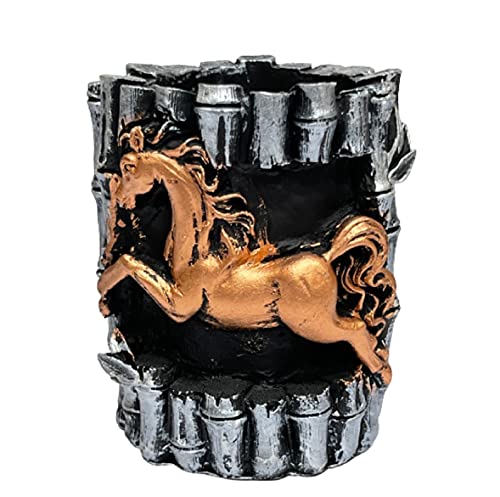 Image of AUGEN Pen Stand Decorative Hand Painted Jumping Horse Design Stationery Holder | Gift Item | Table Top Decor (2084)