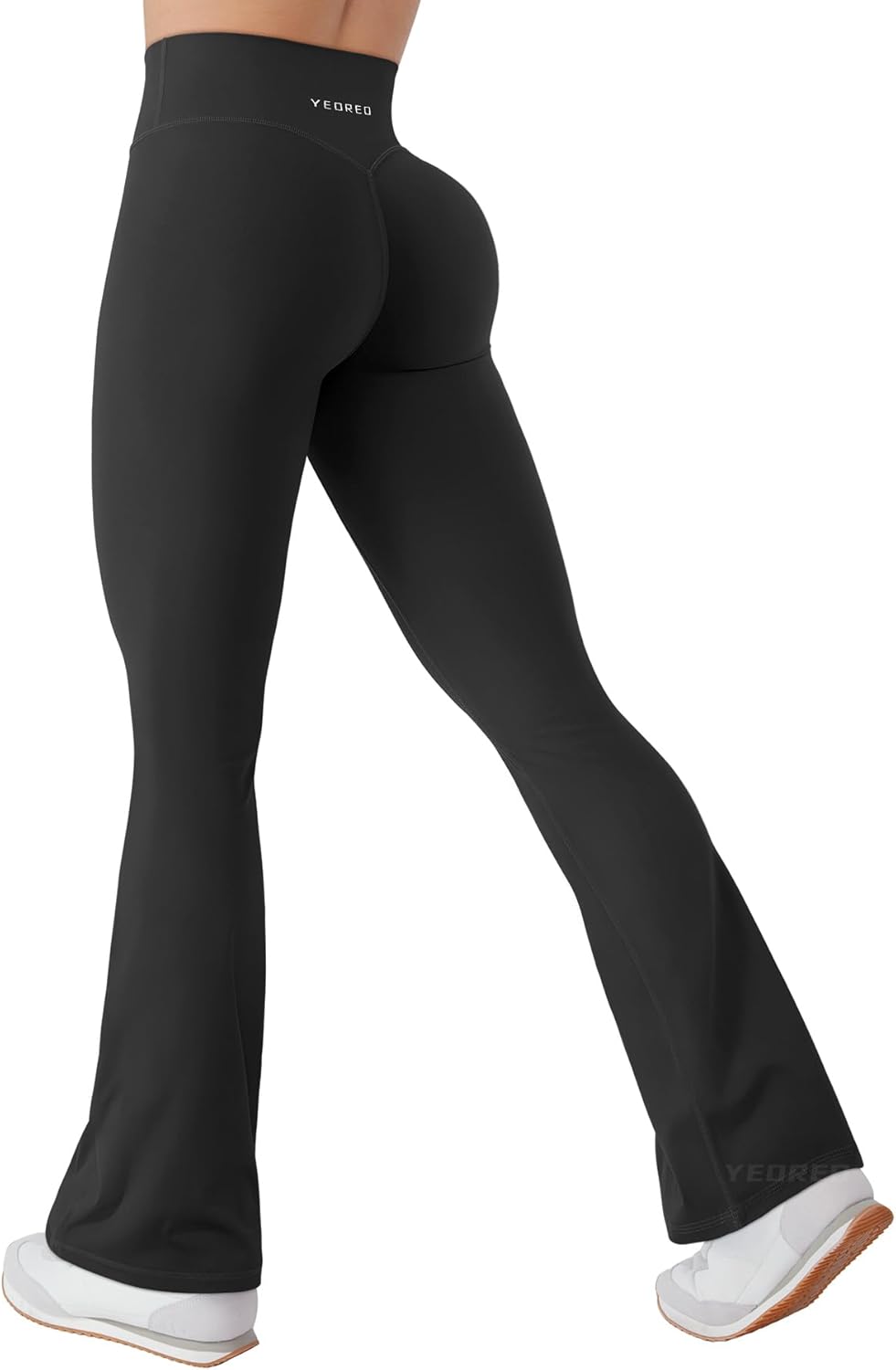 YEOREO Mini Flare Leggings for Women 28.5"/30.5"/32.5" Hidden Scrunch Workout High Waisted No Front Seam Craze Gym Yoga Pants