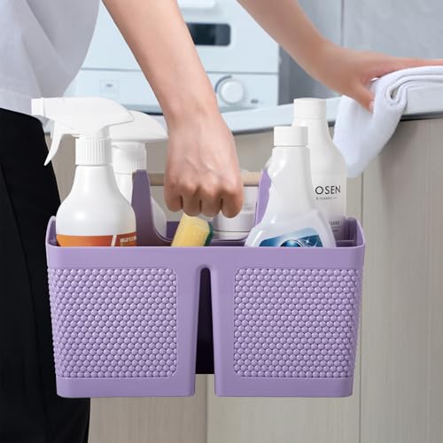 Image of rejomiik Plastic Shower Caddy, Portable Shower Basket with Handle, Purple