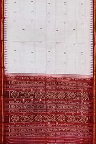 Image of Odisha Sambalpuri Handloom Ikat Women's Cotton Saree, Odisha Handloom Handmade Pure Cotton Khandua Saree, Ikkat Orissa Traditional Handloom Saree Without Blouse