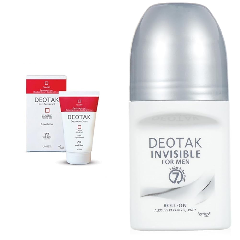 Deotak Normal Ciltler İçin Klasik Krem Deodorant (35 ml) x Deotak Erkekler için Invisible Roll-On Deodorant (35 ml)